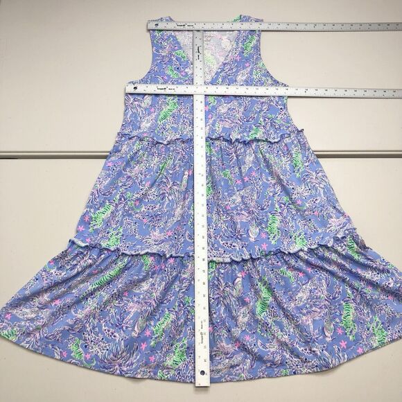 Lilly Pulitzer Dress Women’s Small Blue Peri Turtle LORINA SWING Tiered Hem - Picture 3 of 6